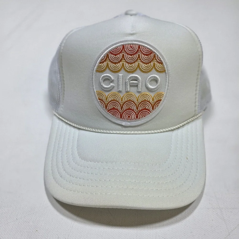 Port Sandz Trucker Hat Surfer White Ciao Patch Retro Mesh Snapback Cap Beach